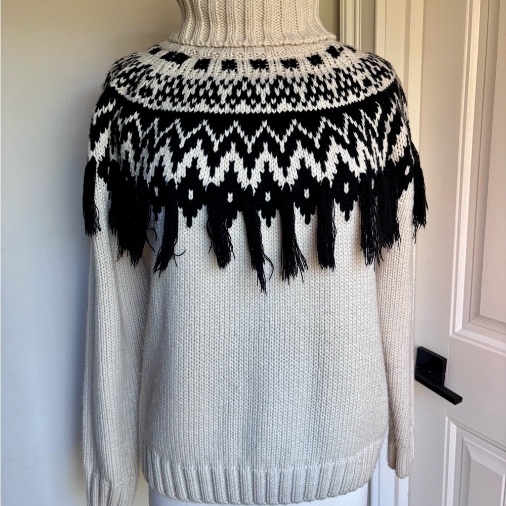 Cozy Black and White Turtleneck Sweater